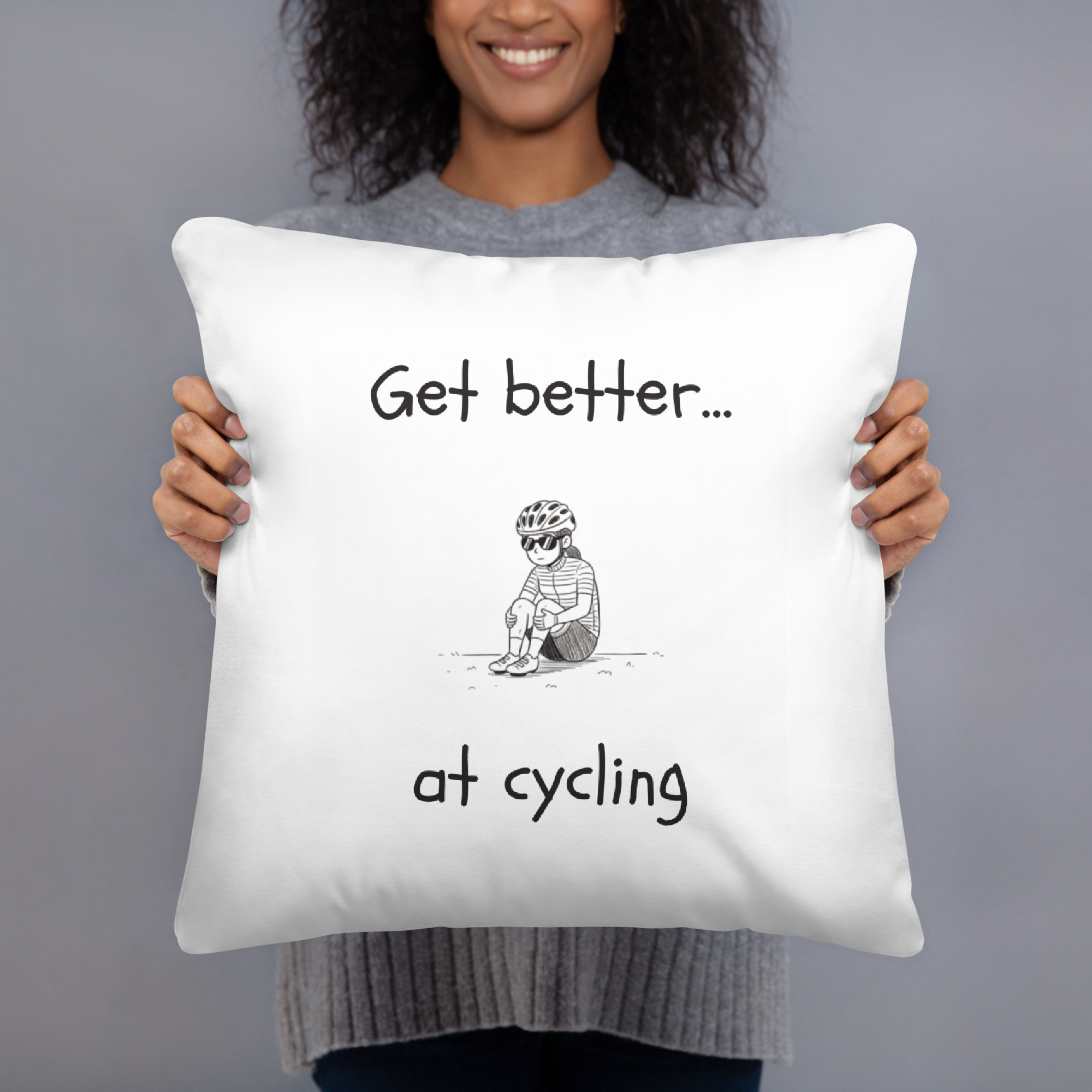 Funny Throw Pillow for Female Road Cyclist